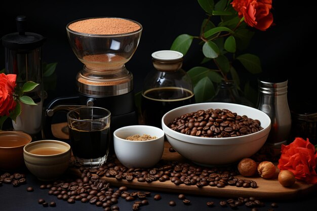 “Coffee beans with grinder and brewing setup showing expertise – coffee near me”